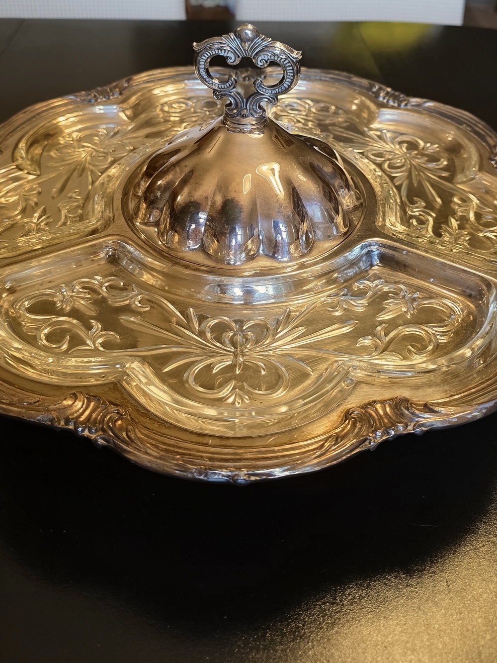 Beautiful Silver Plated Lazy Susan Serving Platter Turn Table Vegetable Dip